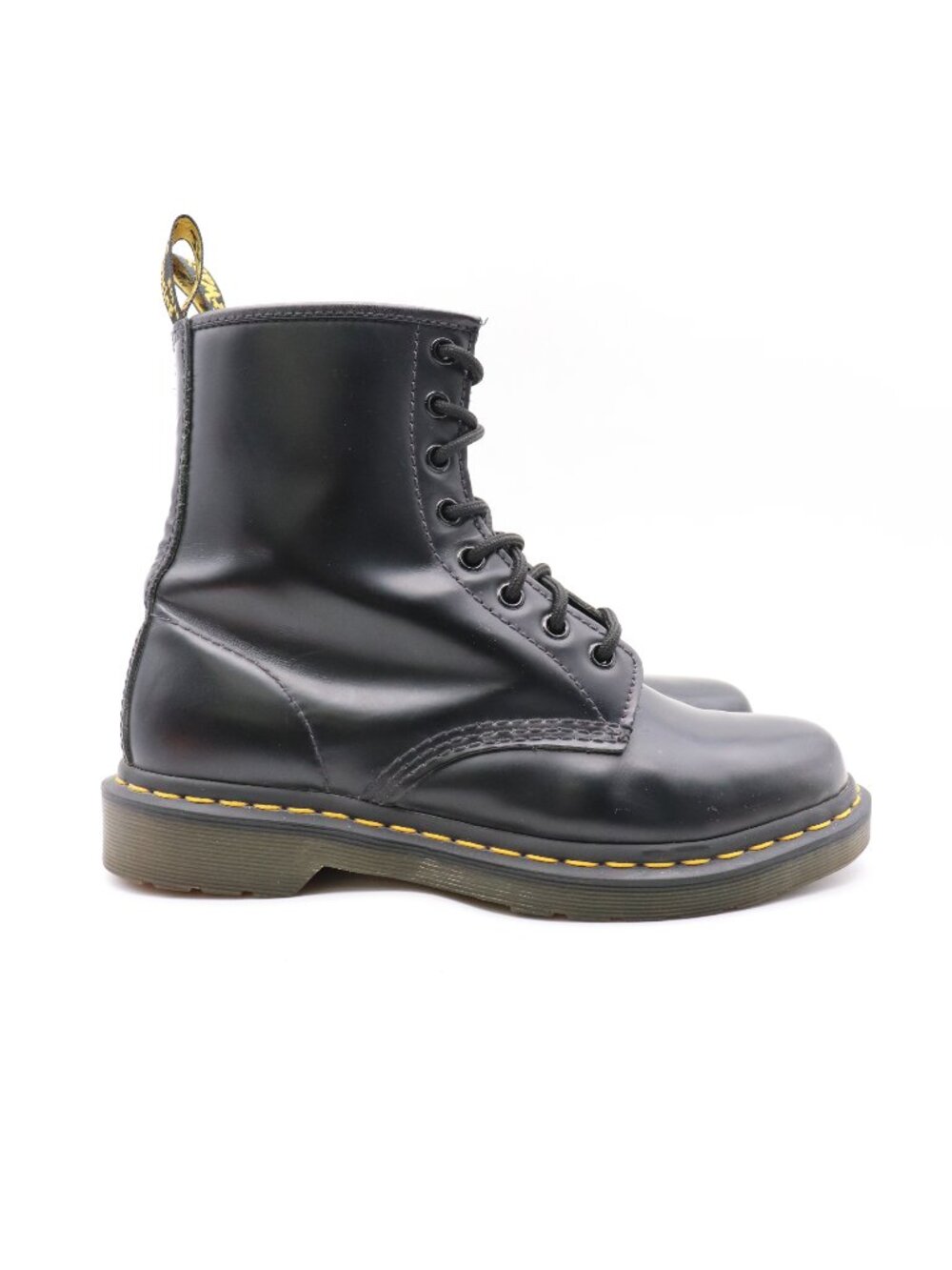 Doc Dr. Martens 11821 Men's 7 Women's 8 Black Leather Combat Boots Lace-Up